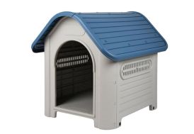 Niche pour chien en plastique blanc et bleu Faura