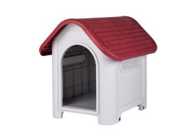 Niche pour chien en résine blanc et rouge Faura