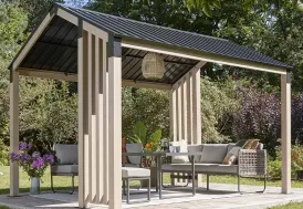 Pavillon de jardin en aluminium effet bois Sojag