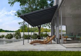 Pergola adossée 10 x 3 m en aluminium gris Canopia by Palram