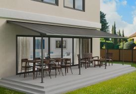 Pergola adossée 9 x 3 m en aluminium gris Canopia by Palram