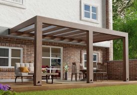 Pergola adossée en bois et polycarbonate Helsinki