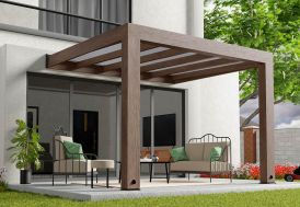 Pergola adossée en bois de cèdre et polycarbonate Helsinki