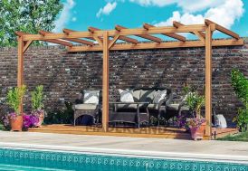 Pergola adossée en bois brut lamellé collé Versailles Maderland
