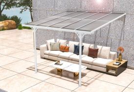 Pergola adossée 3x3 en aluminium blanc et polycarbonate 6 mm Bruce Westmann