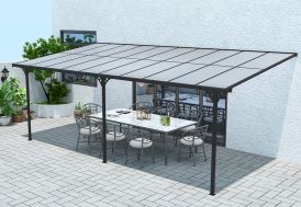 Pergola adossée 3x6 en aluminium noir et polycarbonate 6 mm Bruce Westmann