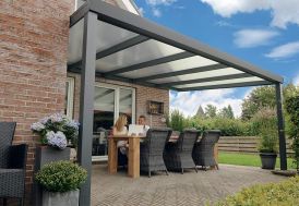 Pergola adossée en aluminium gris et polycarbonate Gardendreams 4 x 3 m
