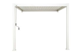 pergola bioclimatique adossée en alu blanc lames fermées
