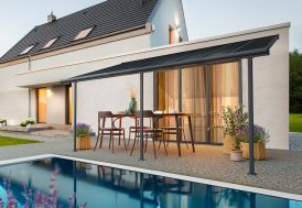 Pergola adossée 5 x 3 m en aluminium gris Canopia by Palram