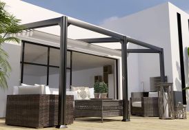 pergola aluminium gris anthracite et adossée pour terrasse 