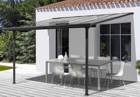 Pergola adossée en alu et polycarbonate Habrita TT 3030 AL