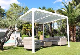 Pergola Autoportante Lames Orientables Aluminium Couleurs du Monde Maia 9 m² Blanc