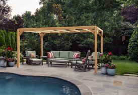 Pergola autoportée Lyna en bois traité 2.40 x 4 m