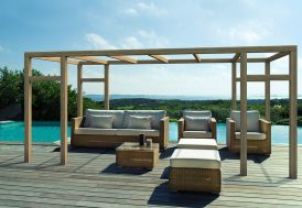 Pergola en alu marron et toile réglable 350x505cm Florence - Paragon