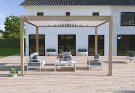 Pergola bioclimatique en aluminium imitation bois 3 x 4 m Ombréa 15-728257