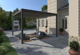 Pergola bioclimatique Ombréa en aluminium gris anthracite 15-728486