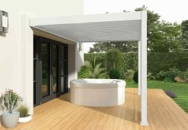 Pergola en aluminium et polycarbonate adossée 3,5 x 4 m - Athezza -  Couleurs du Monde