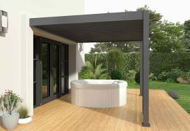 Pergola bioclimatique adossée gris anthracite Ombréa 15-729056