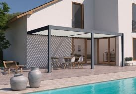 Pergola bioclimatique motorisée en aluminium gris anthracite 6 x 3 m