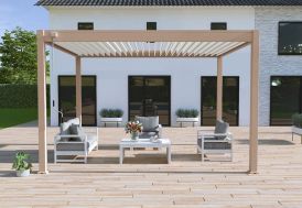 Pergola bioclimatique adossée en aluminium 3 x 4 m - Savannah - Couleurs du  Monde