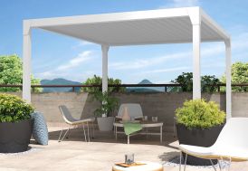 Pergola bioclimatique en aluminium motorisée Beryl blanc