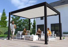 Pergola bioclimatique en alu noir 3 x 4 Ombréa 15-728288