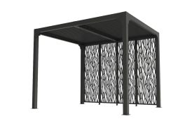 Pergola Bioclimatique en Aluminium avec 4 Panneaux Moucharabieh Habrita 7,2 m² Gris Anthracite