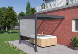 Pergola bioclimatique Ombréa 3 x 3 m adossée + 1 store gris anthracite