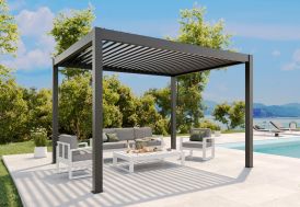 Pergola bioclimatique lames orientables en aluminium – 11,90 m²