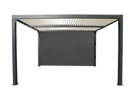 Pergola bioclimatique lames orientables en alu avec store gris