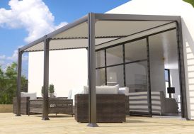 pergola bioclimatique en aluminium sur une terrasse