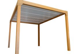 Pergola bioclimatique en aluminium effet bois
