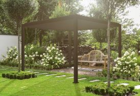 pergola bioclimatique en aluminium gris anthracite 13 m² 3,6 x 3,6 m