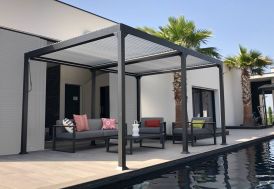 pergola bioclimatique lames orientables en aluminium gris anthracite