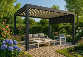 Pergola bioclimatique avec store latéral Habrita