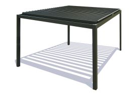 Pergola bioclimatique autoportée en aluminium avec lames motorisées Cros Hostun II anthracite