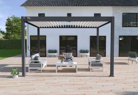 Pergola bioclimatique en aluminium anthracite et blanche 15-728226