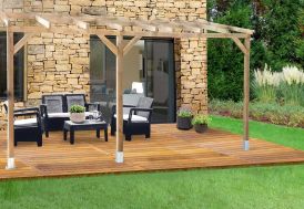 Pergola en Bois Traité Autoclave Sans Couverture 3x6,8m - Chalêt-Jardin