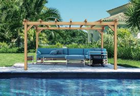 Pergola autoportée Lyna en bois traité 2.40 x 4 m