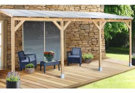 Pergola en Bois Traité Autoclave avec Polycarbonate 6mm 3x5,5m