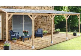 Pergola en Bois Traité Autoclave avec Polycarbonate 6mm 3x7,4m