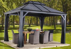 tonnelle pergola en aluminium et acier galvanisé 3,5 x 3 m 