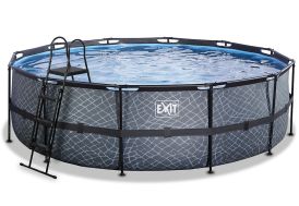 Piscine tubulaire Stone grise 488 cm de diamètre