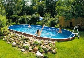 Piscine Autoportée en Acier Imitation Bois Mountfield Azuro VAR 405 DL 7,3 x 3,7 m