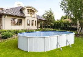 piscine en métal blanc ovale hors sol 6,5 x 4 m Abak