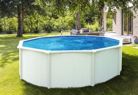 piscine hors sol en métal ronde et blanche 330 cm avec échelle et pompe