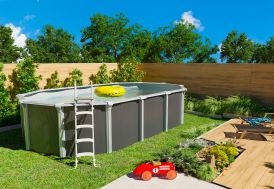 Piscine hors-sol en acier Trigano Osmose 7,30 x 3,65 m gris anthracite