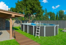 Piscine hors-sol en acier Trigano Osmose gris anthracite 7,65 x 4,60 m