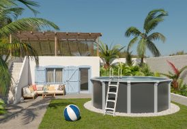 Piscine hors-sol en acier Trigano Osmose 4,90 m gris anthracite