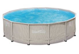 piscine tubulaire en métal anticorrosion et en PVC imitation osier rotin